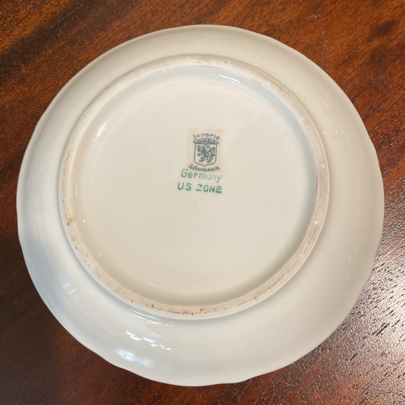 Schumann Bavaria Germany Us Zone Wild Flowers Green Rim Porcelain Teacup Saucer - Picture 12 of 14